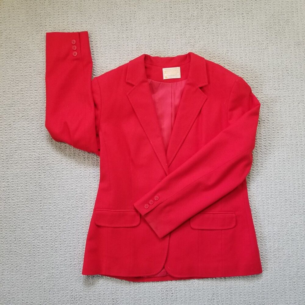 VINTAGE Pendleton Lipstick Red 100% Virgin Wool Suit Jacket Blazer Size 14